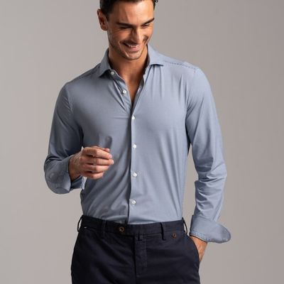 Camicia uomo TECNO no stiro tessuto armaturato bicolor